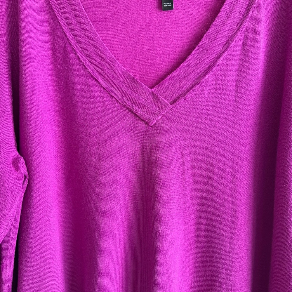 Lane Bryant 26 28 Women’s Plus Size Sweater Pink V Neck Stretch Knit Long Sleeve - Picture 4 of 8